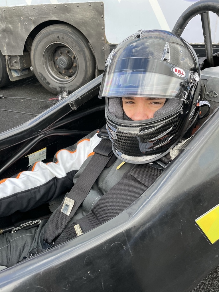 Emil Kostadinov in the cockpit at Cadwell Park