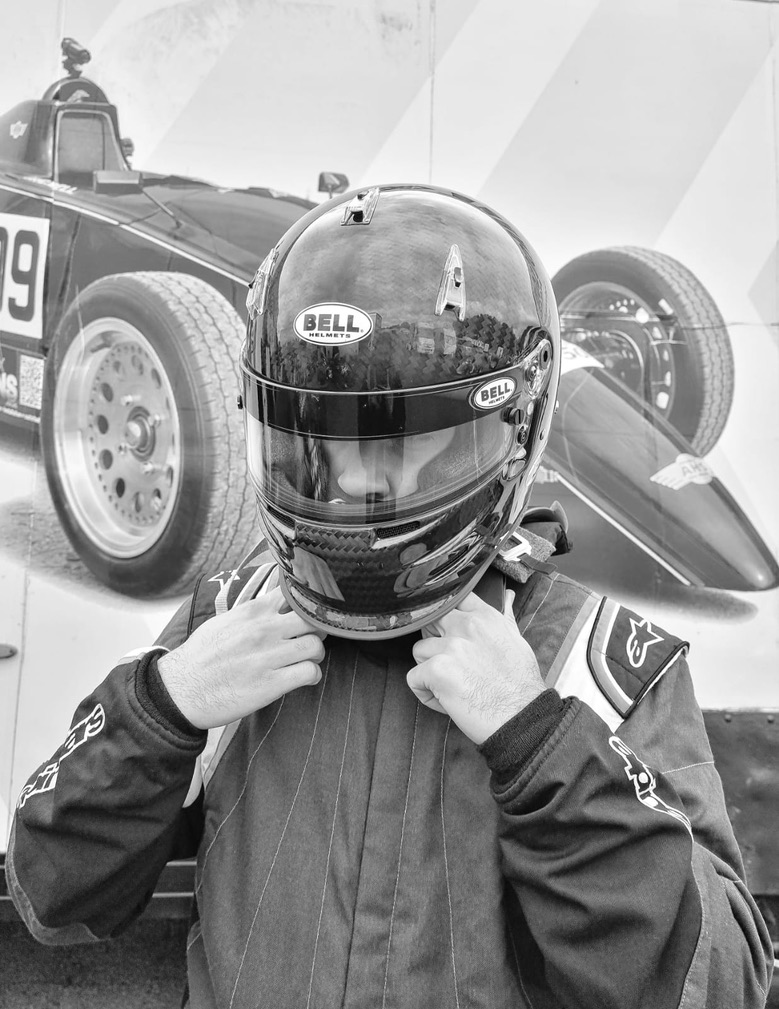 Emil in racing helmet